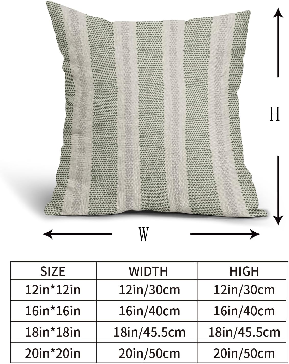 Sage Green Striped Pillow Covers 18x18 Inch Set of 2 Grey Cream Stripe Polka Dots Modern Boho Pattern Decorative Throw Pillowcases Outdoor Neutral Cushion Cases Decor for Sofa Couch Bed