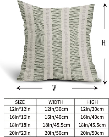 Sage Green Striped Pillow Covers 18x18 Inch Set of 2 Grey Cream Stripe Polka Dots Modern Boho Pattern Decorative Throw Pillowcases Outdoor Neutral Cushion Cases Decor for Sofa Couch Bed