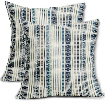 Sage Green Striped Pillow Covers 18x18 Inch Set of 2 Grey Cream Stripe Polka Dots Modern Boho Pattern Decorative Throw Pillowcases Outdoor Neutral Cushion Cases Decor for Sofa Couch Bed