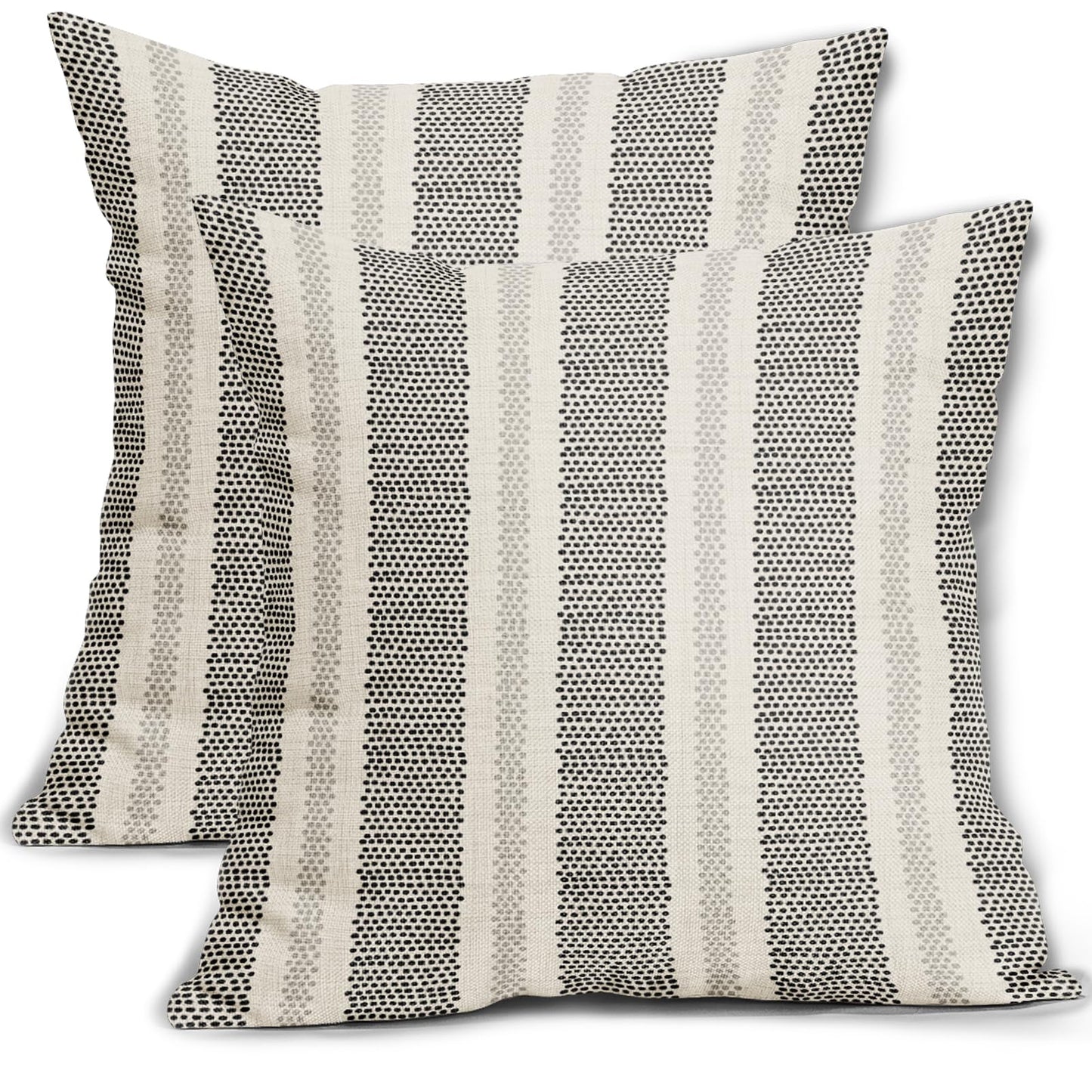 Sage Green Striped Pillow Covers 18x18 Inch Set of 2 Grey Cream Stripe Polka Dots Modern Boho Pattern Decorative Throw Pillowcases Outdoor Neutral Cushion Cases Decor for Sofa Couch Bed
