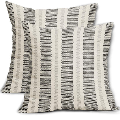 Sage Green Striped Pillow Covers 18x18 Inch Set of 2 Grey Cream Stripe Polka Dots Modern Boho Pattern Decorative Throw Pillowcases Outdoor Neutral Cushion Cases Decor for Sofa Couch Bed