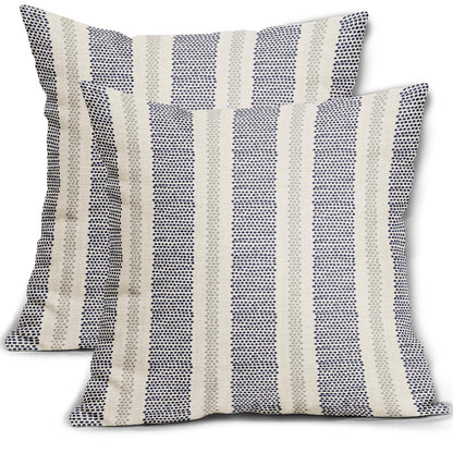 Sage Green Striped Pillow Covers 18x18 Inch Set of 2 Grey Cream Stripe Polka Dots Modern Boho Pattern Decorative Throw Pillowcases Outdoor Neutral Cushion Cases Decor for Sofa Couch Bed