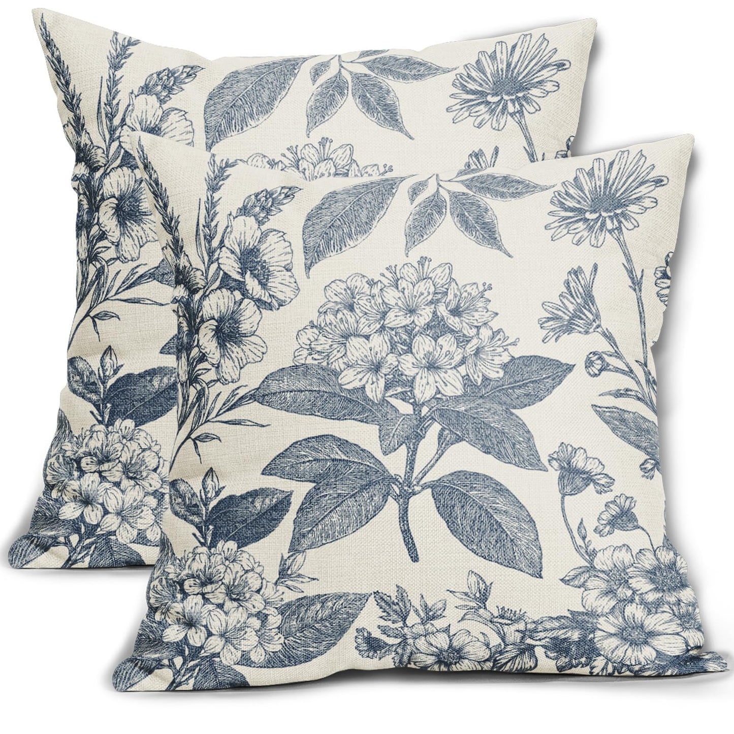 Sage Green Floral Pillow Covers 18x18 Inch Set of 2 Spring Flower Pattern Print Vintage Decorative Throw Pillowcases Neutral Seasonal Outdoor Rustic Farmhouse Cushion Cases Decor for Sofa Couch Bed