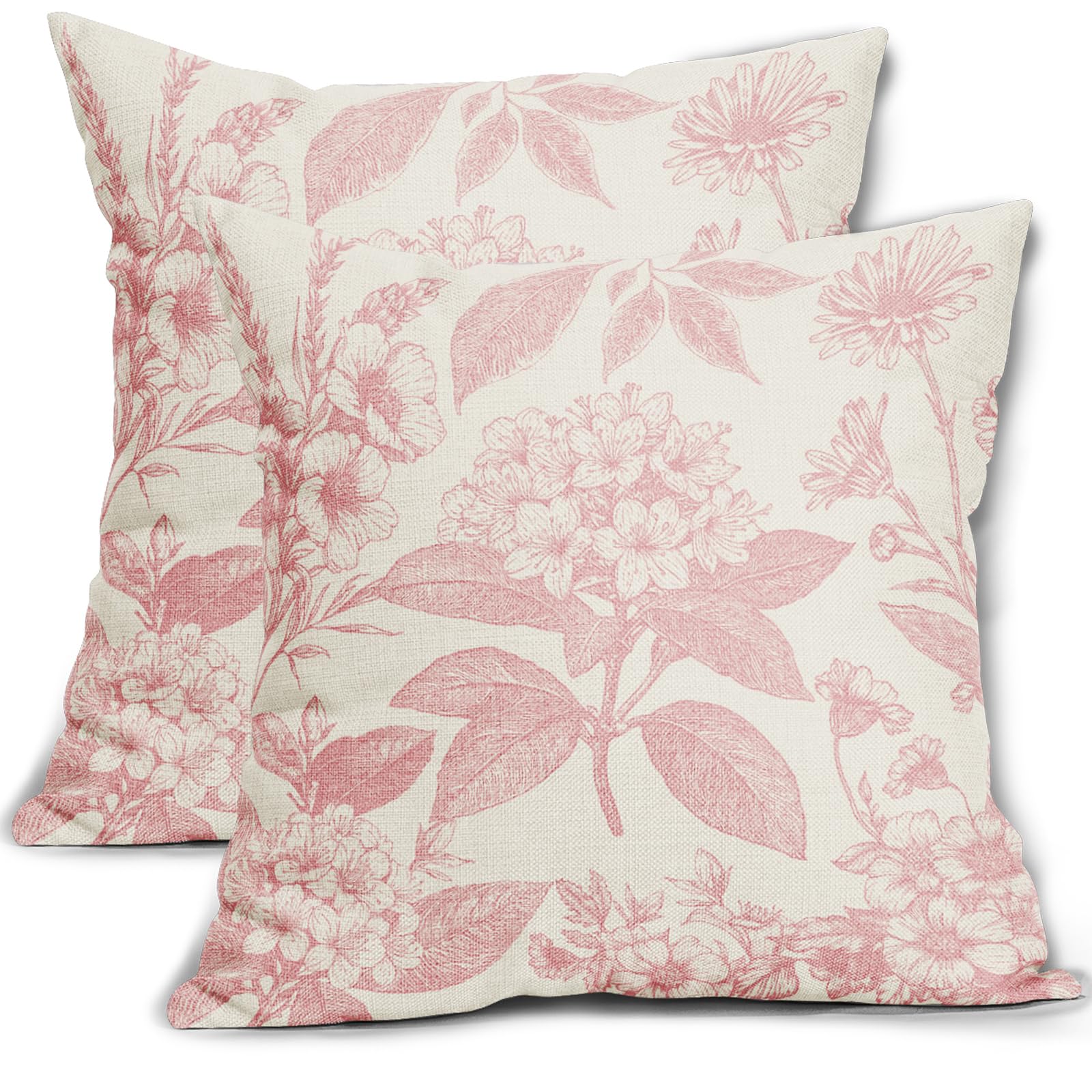 Sage Green Floral Pillow Covers 18x18 Inch Set of 2 Spring Flower Pattern Print Vintage Decorative Throw Pillowcases Neutral Seasonal Outdoor Rustic Farmhouse Cushion Cases Decor for Sofa Couch Bed