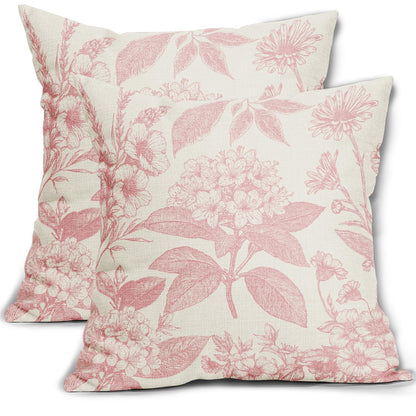 Sage Green Floral Pillow Covers 18x18 Inch Set of 2 Spring Flower Pattern Print Vintage Decorative Throw Pillowcases Neutral Seasonal Outdoor Rustic Farmhouse Cushion Cases Decor for Sofa Couch Bed
