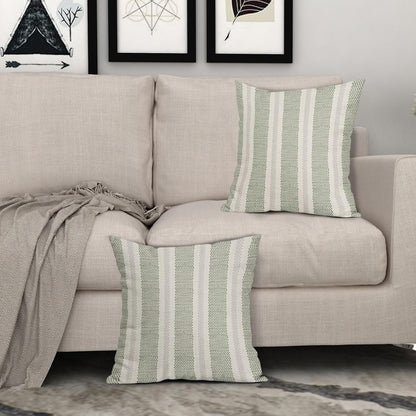 Sage Green Striped Pillow Covers 18x18 Inch Set of 2 Grey Cream Stripe Polka Dots Modern Boho Pattern Decorative Throw Pillowcases Outdoor Neutral Cushion Cases Decor for Sofa Couch Bed