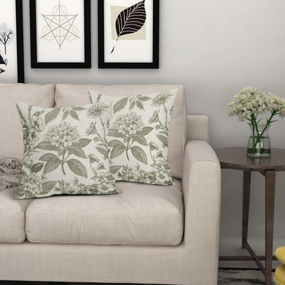 Sage Green Floral Pillow Covers 18x18 Inch Set of 2 Spring Flower Pattern Print Vintage Decorative Throw Pillowcases Neutral Seasonal Outdoor Rustic Farmhouse Cushion Cases Decor for Sofa Couch Bed