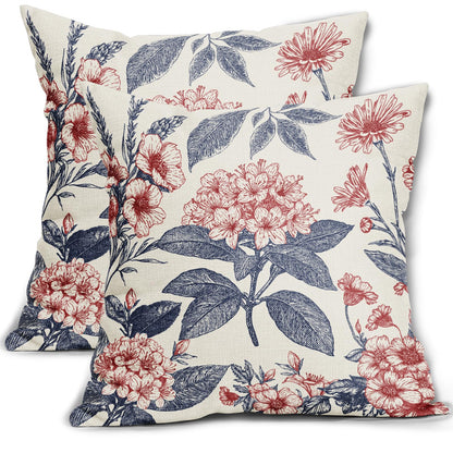 Sage Green Floral Pillow Covers 18x18 Inch Set of 2 Spring Flower Pattern Print Vintage Decorative Throw Pillowcases Neutral Seasonal Outdoor Rustic Farmhouse Cushion Cases Decor for Sofa Couch Bed
